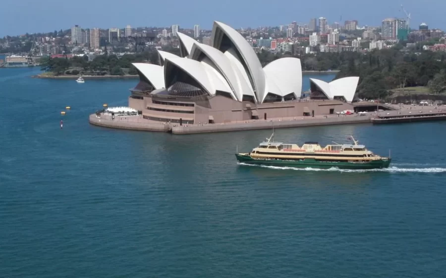 Photo of Sydney Opera House and Ferry from Sydney Harbour Bridge (Port Jackson) by Grant Charsley
